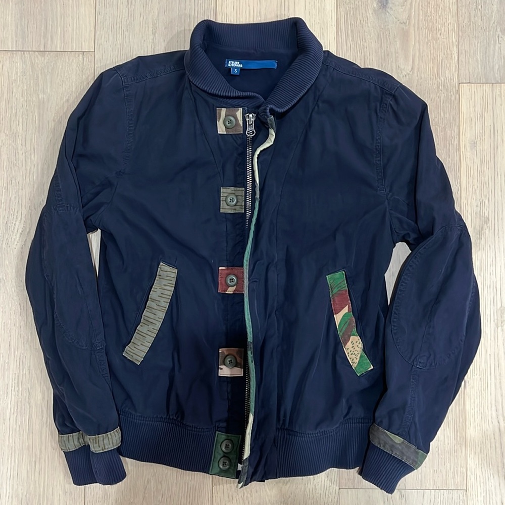 ATELIER & REPAIRS Blue Work/Military Style Coat Jacket with Camo Accents…
